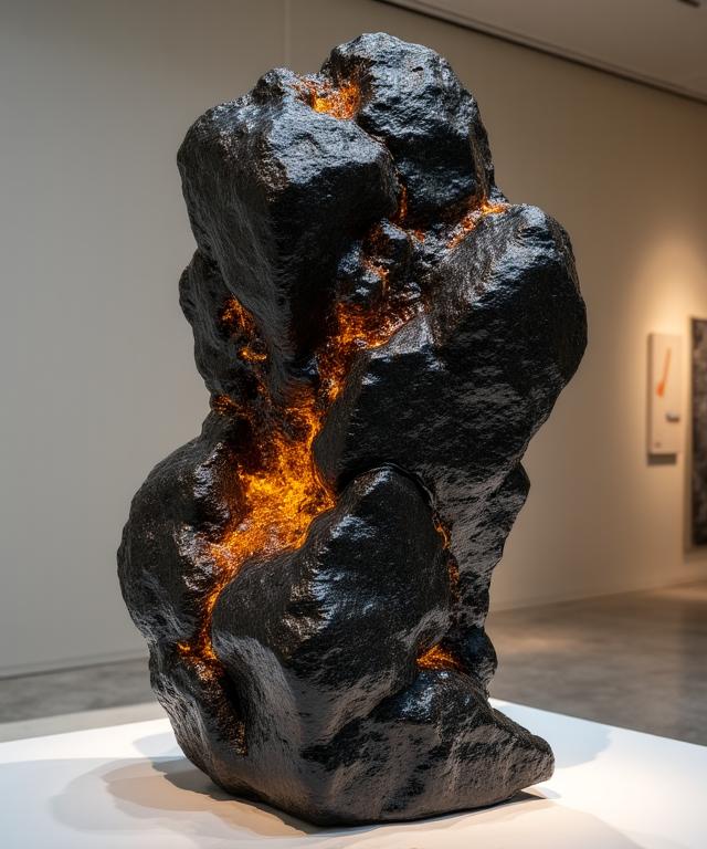 Artistic sculpture made from volcanic materials