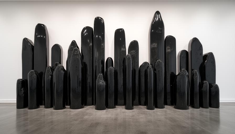 Large scale obsidian art installation