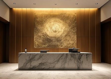 Corporate lobby with geothermal art theme